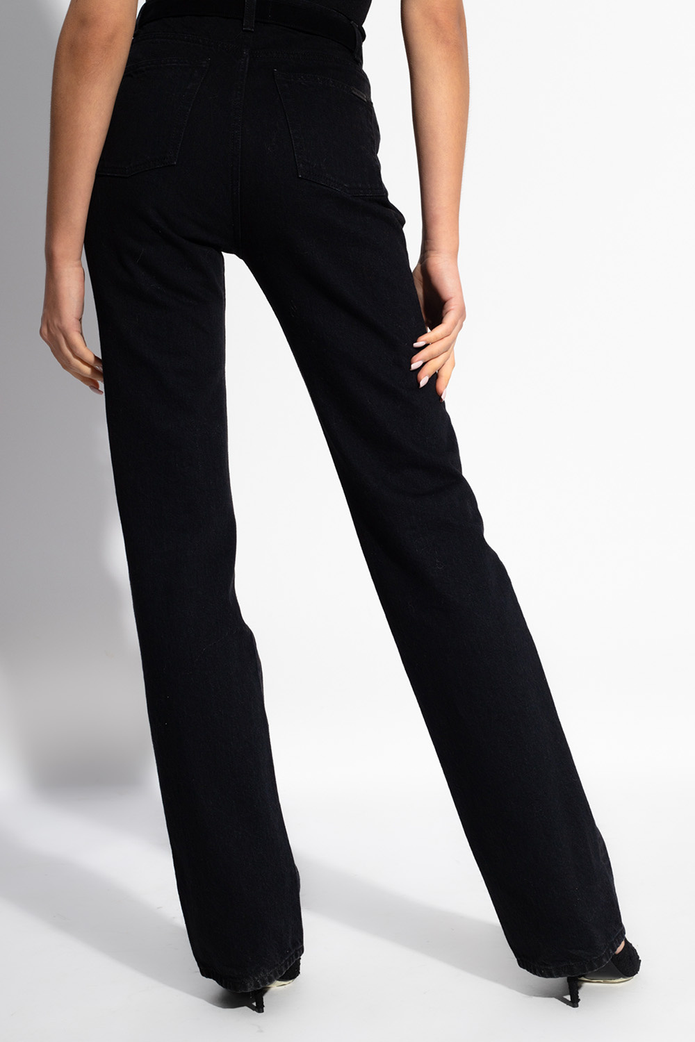 【送料&関税込】Saint Laurent Wrap Straight Trousers Saint Laurent Stretch Gabardine Straight-Leg Trousers